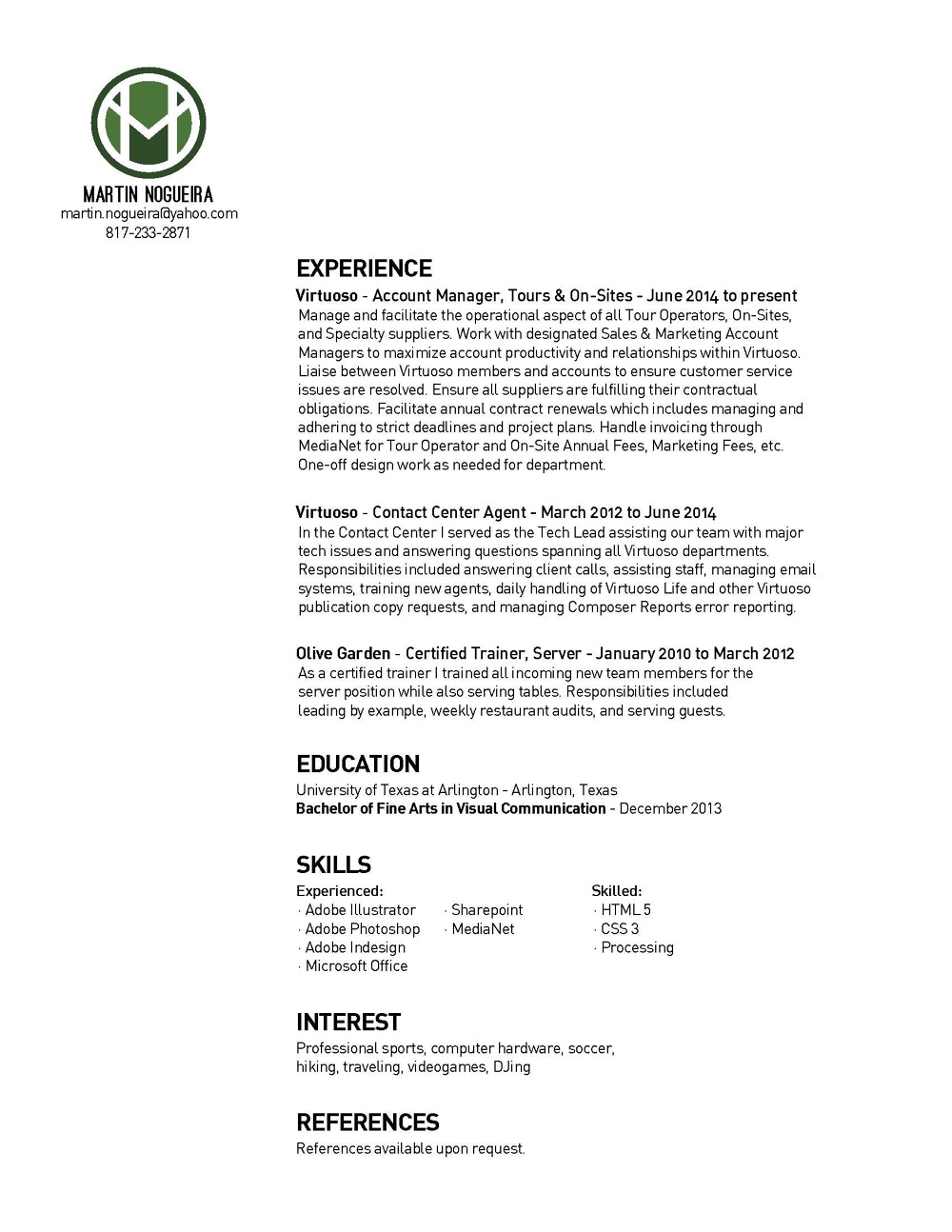 sports agent resume